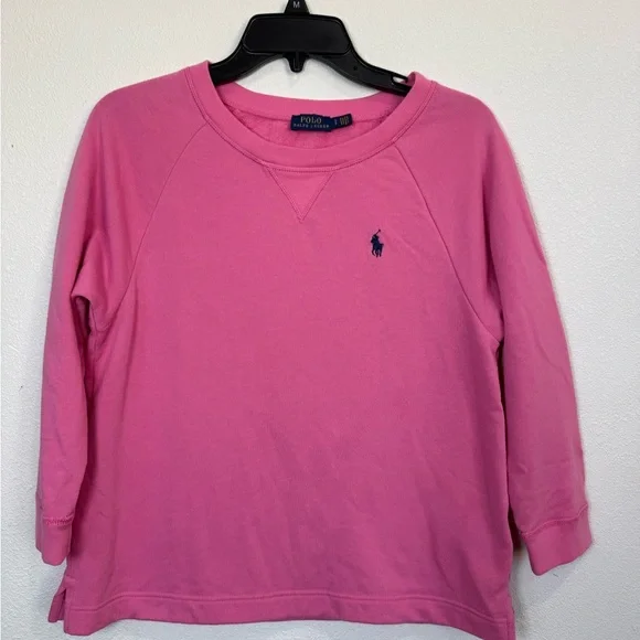 Polo Ralph Lauren Pink Crewneck Sweatshirt Pony Logo 3/4 Sleeve Size S - Picture 2 of 10
